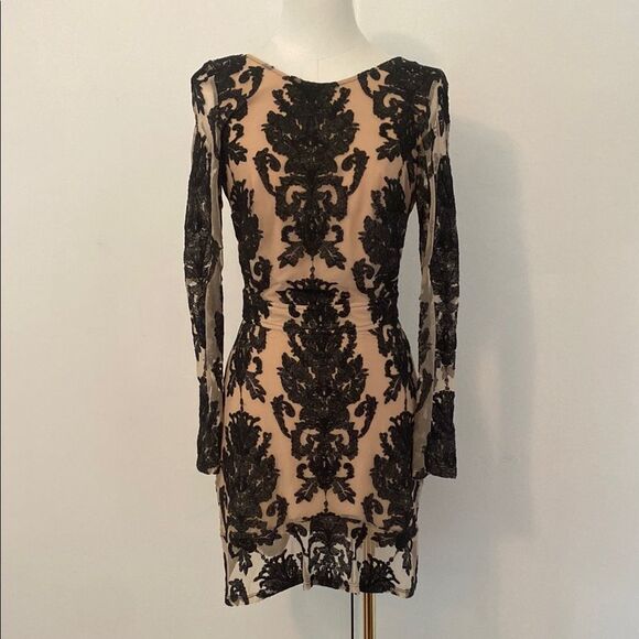 For Love & Lemons Black & Cream A Night To Remember Mini Dress Size Small - Picture 2 of 14